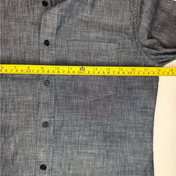 MENS Banana Republic Dark Wash Gray Untucked Slim-fit Button Chambray Shirt, XS - Picture 8 of 14